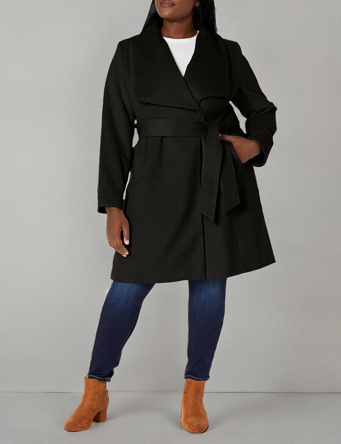 Cole Haan Women's Belted Wool Classically Elegant Coat for Year-Round Style