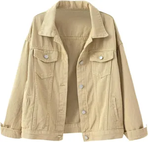 Corduroy Jacket Women Womens Candy Color Denim Jacket Relaxed Fit Casual Jean Trucker Jacket Denim Jacket For
