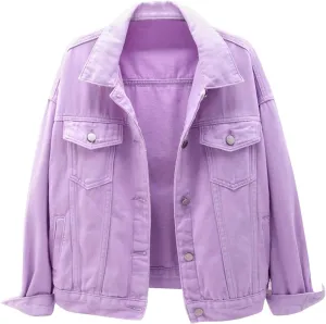 Corduroy Jacket Women Womens Candy Color Denim Jacket Relaxed Fit Casual Jean Trucker Jacket Denim Jacket For