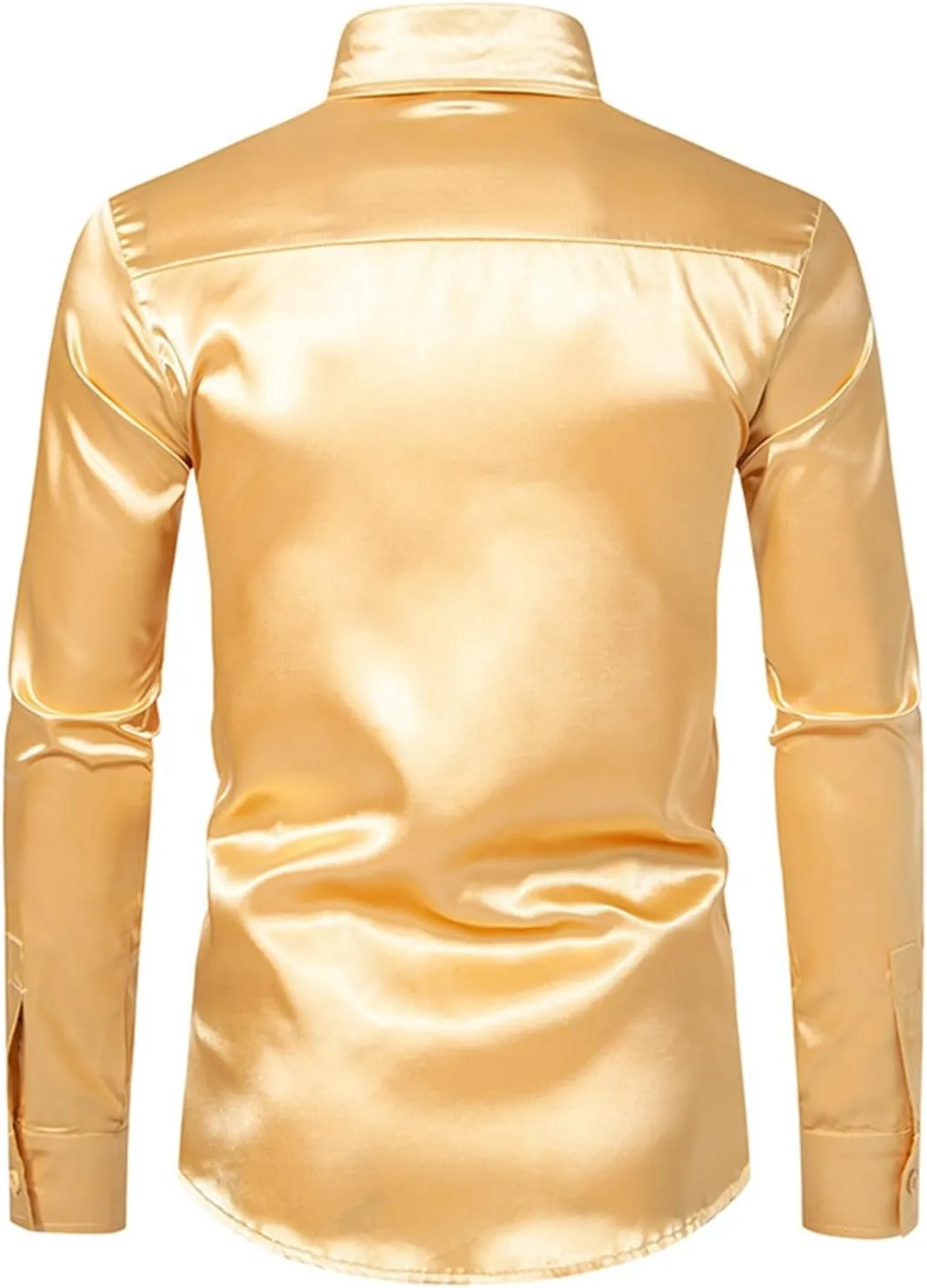 CRNTCEM Men's Luxury Dress Shirt Button Down Shiny Silk Like Satin Long Sleeve Regular Fit Slim Fit Wedding Party Prom Shirts