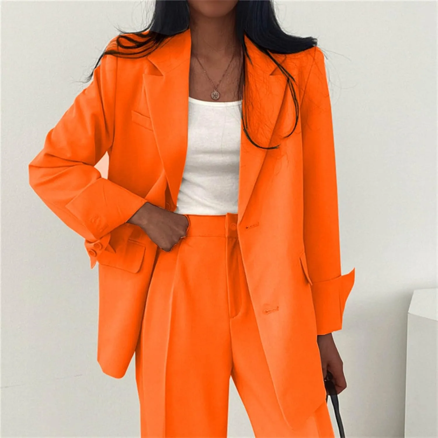 Cropped Suit Jacket Women Tweed Women Blazers Long Sleeve Causal Winter Coat Loose Fit With Pockets Blazers