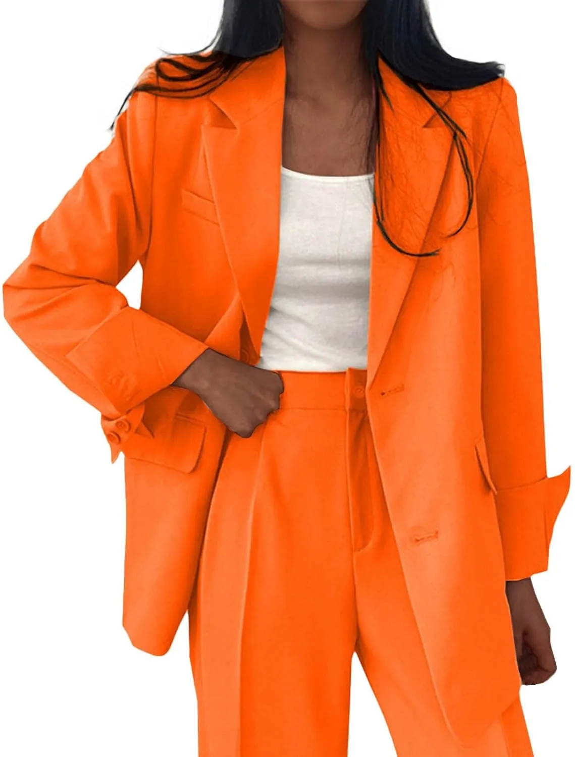 Cropped Suit Jacket Women Tweed Women Blazers Long Sleeve Causal Winter Coat Loose Fit With Pockets Blazers