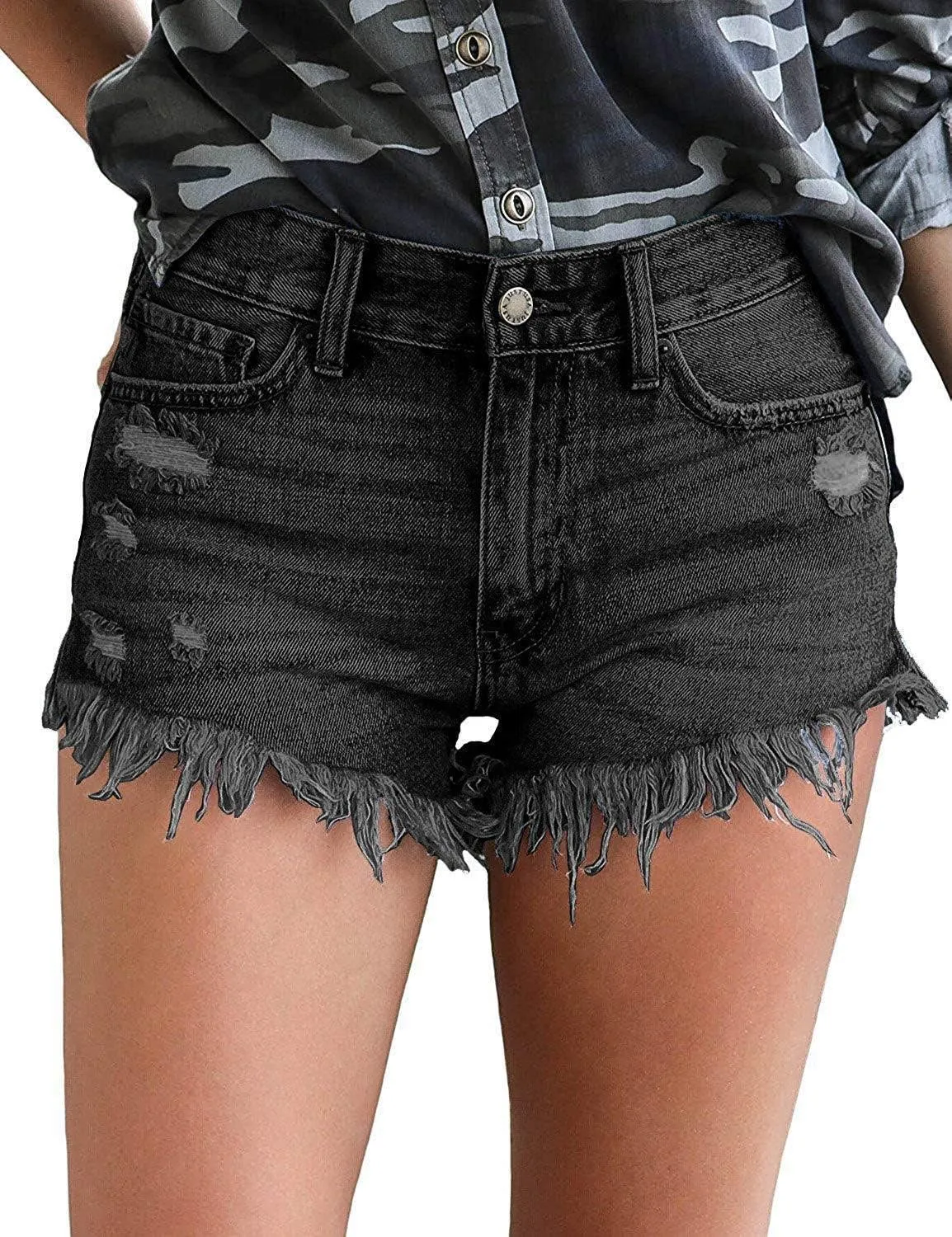 DCUTERQ Denim Shorts for Women Casual Summer High Waisted Short Pants with Pockets