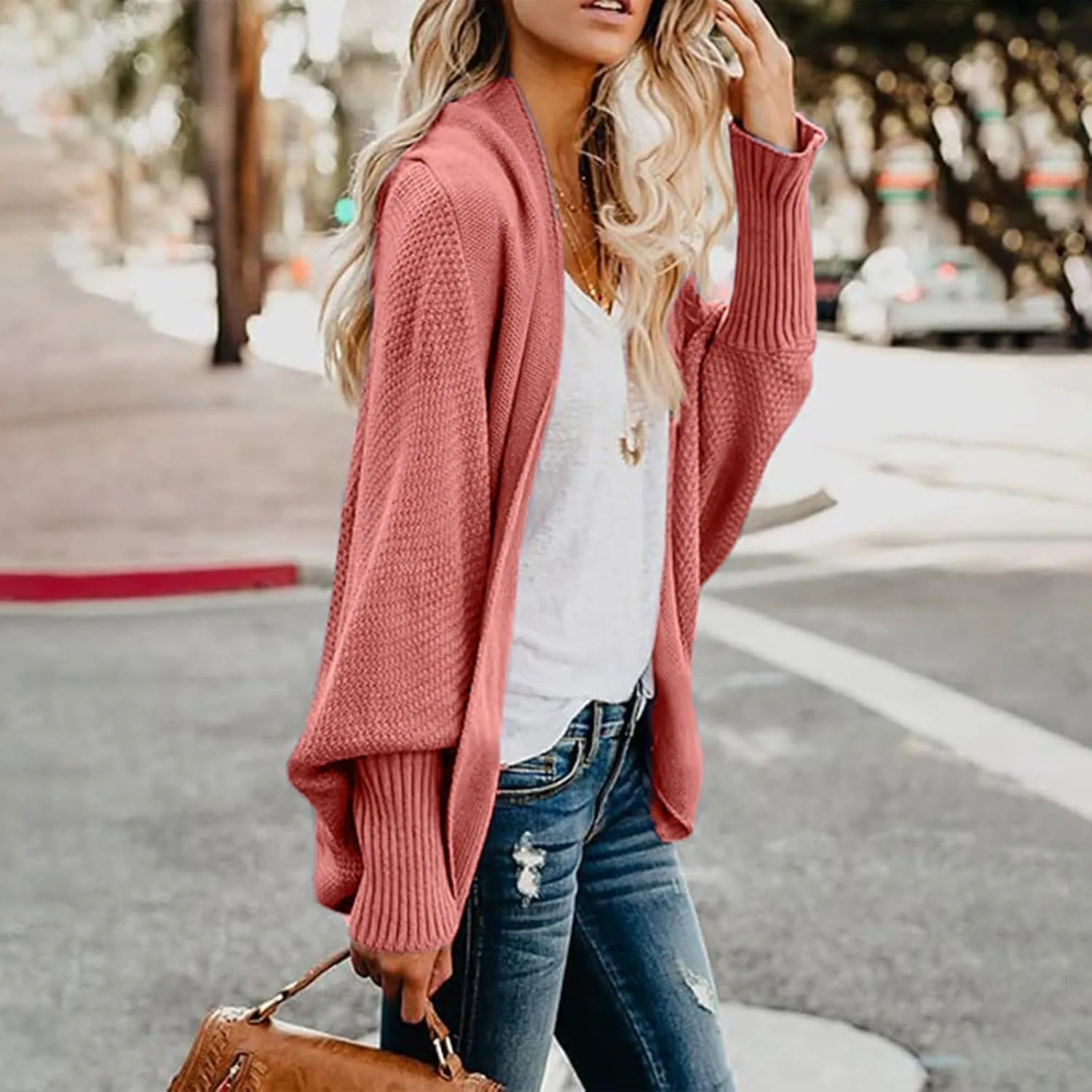 DDAPJ pyju Women's Cardigan Sweaters Oversized Chunky Knit Kimono Slouchy Wrap Open Front Fall Long Sleeve Outwear Coat