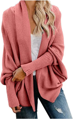 DDAPJ pyju Women's Cardigan Sweaters Oversized Chunky Knit Kimono Slouchy Wrap Open Front Fall Long Sleeve Outwear Coat