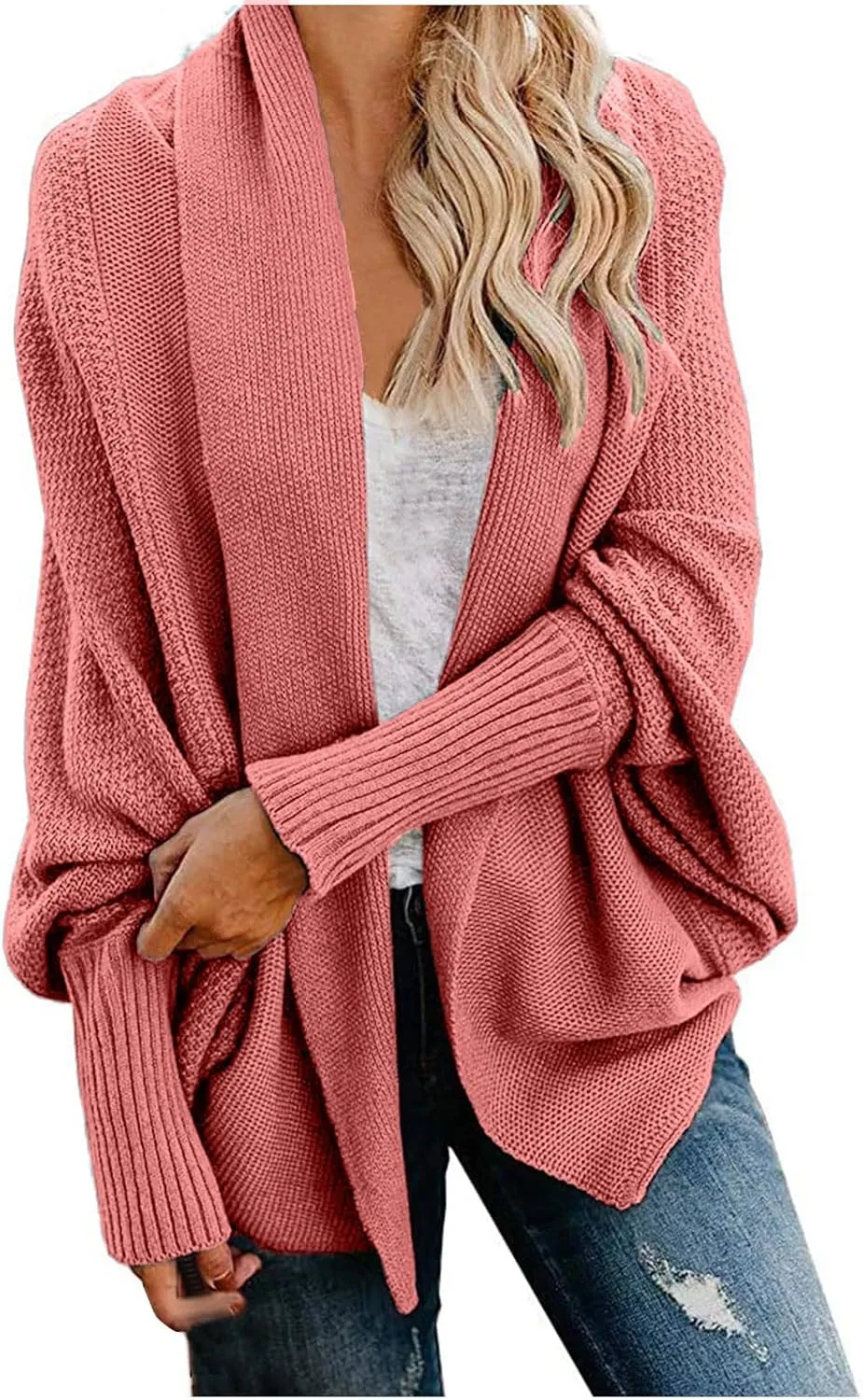 DDAPJ pyju Women's Cardigan Sweaters Oversized Chunky Knit Kimono Slouchy Wrap Open Front Fall Long Sleeve Outwear Coat