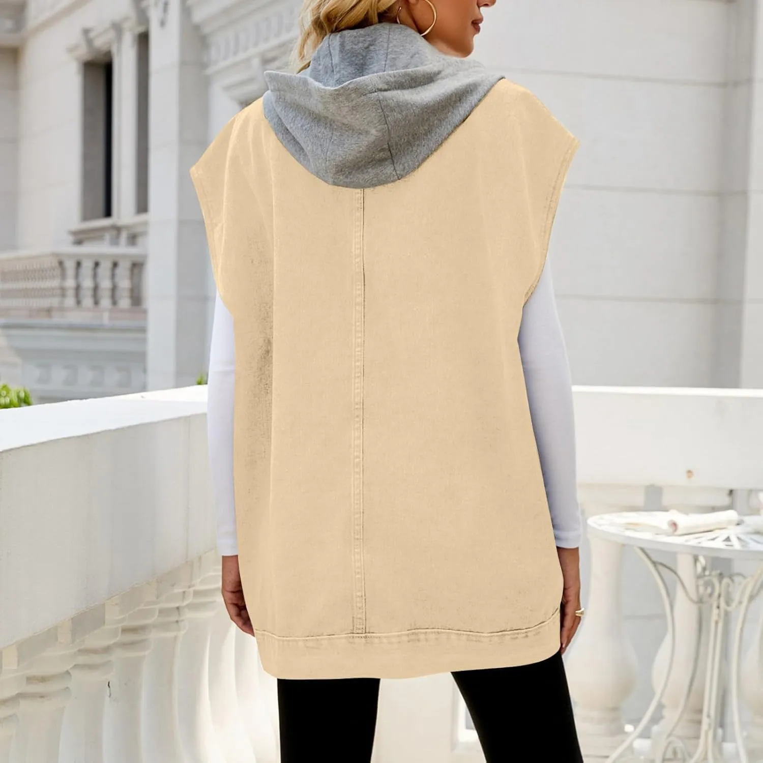 Denim Vest for Women Vintage Distressed Button Down Jean Jacket Classic Sleeveless Denim Waistcoat