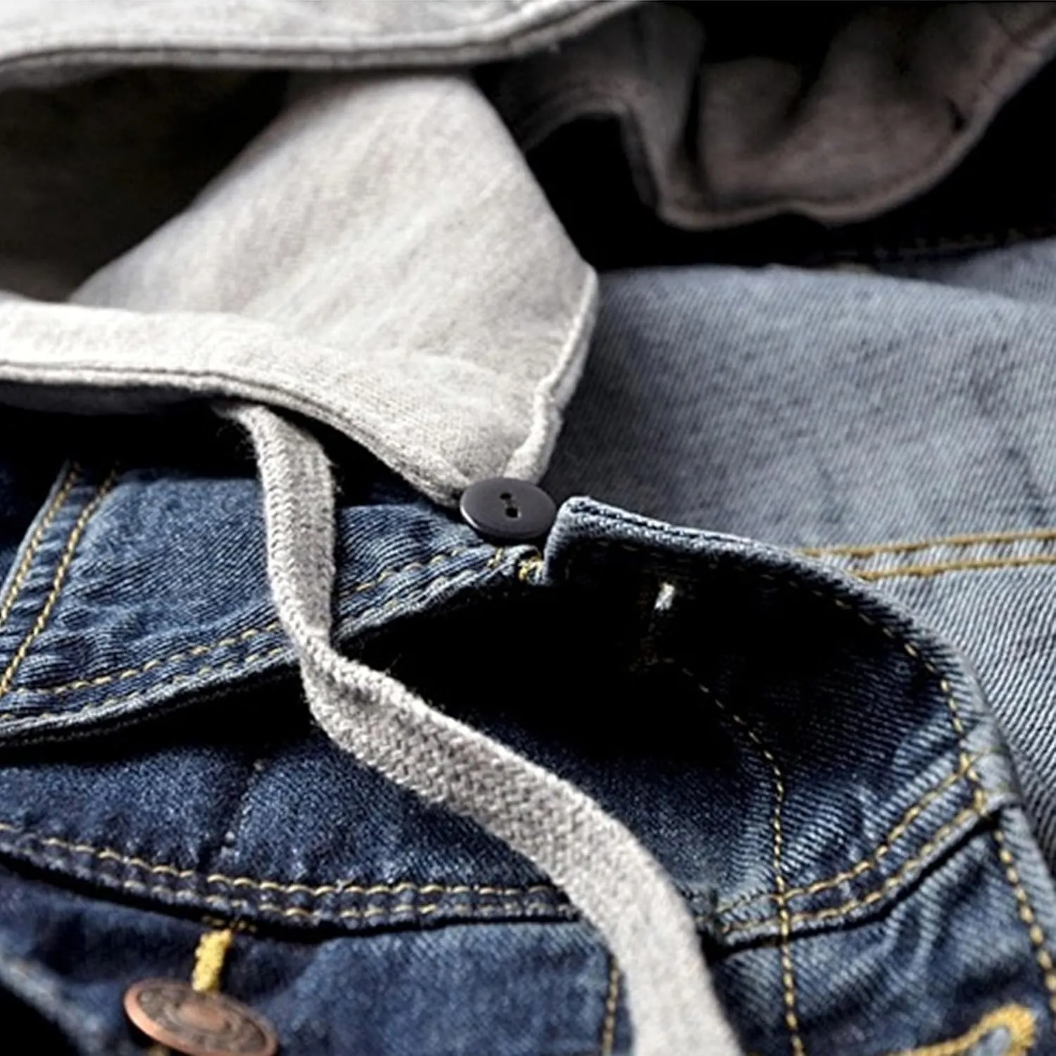 Detachable Hoodies Denim Jacket For Women Casual Fashion Wash Distresse Short Button Down Denim Jacket