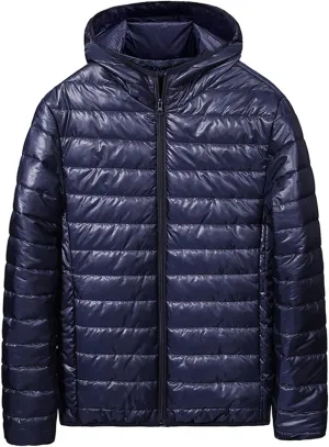 Dgoopd Lightweight Puffer Jacket Men Hooded Packable down Jacket Zip up Quilted Insulated Jackets Warm Winter Jackets