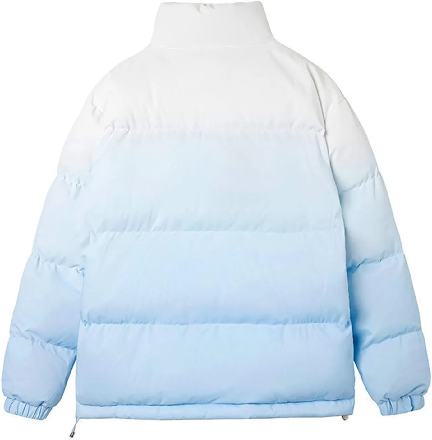 Down Puffer Jacket Men Full Zip Thicken Stand Collar Gradient Quilted Coat Warm Windproof Fashion Puffy Jacket with Pocket