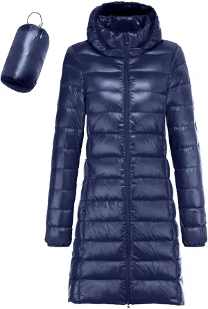 Elegant Zipper Long Quilted Down Coats for Womens Daily Commuting Outdoor Puffer Coats Hooded Fitted Warm Padded Jacket