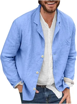 evzosrz Mens Casual Suit Blazer Jackets Slim Fit Lightweight Tailored Blazer Linen Cotton Blazer Jackets Fall Sports Coats