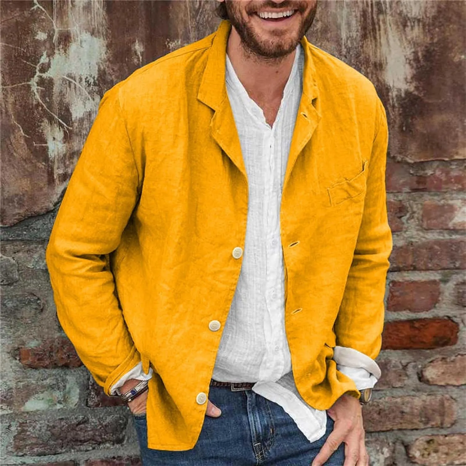 evzosrz Mens Casual Suit Blazer Jackets Slim Fit Lightweight Tailored Blazer Linen Cotton Blazer Jackets Fall Sports Coats