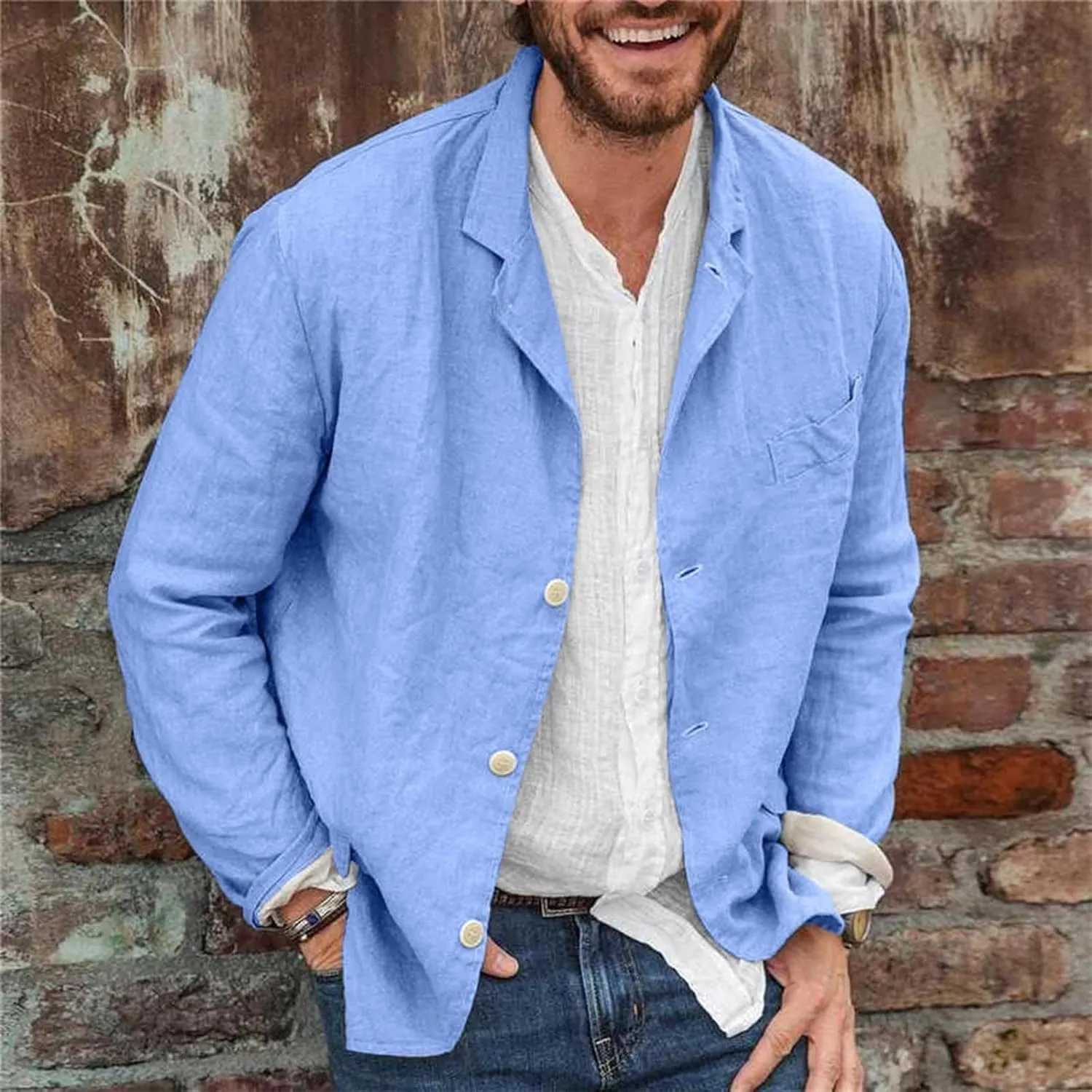 evzosrz Mens Casual Suit Blazer Jackets Slim Fit Lightweight Tailored Blazer Linen Cotton Blazer Jackets Fall Sports Coats