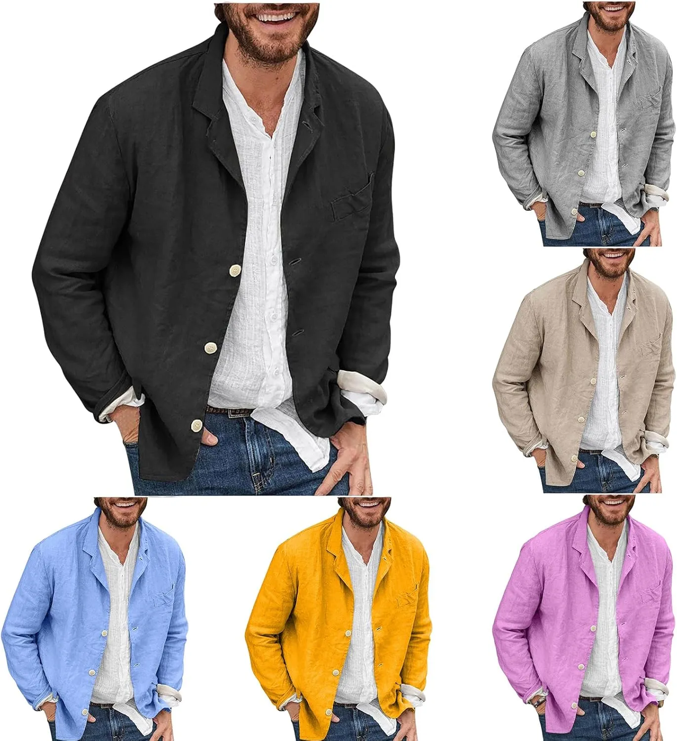 evzosrz Mens Casual Suit Blazer Jackets Slim Fit Lightweight Tailored Blazer Linen Cotton Blazer Jackets Fall Sports Coats