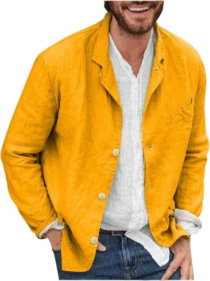 evzosrz Mens Casual Suit Blazer Jackets Slim Fit Lightweight Tailored Blazer Linen Cotton Blazer Jackets Fall Sports Coats