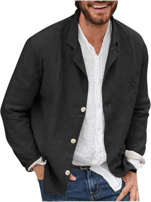 evzosrz Mens Casual Suit Blazer Jackets Slim Fit Lightweight Tailored Blazer Linen Cotton Blazer Jackets Fall Sports Coats