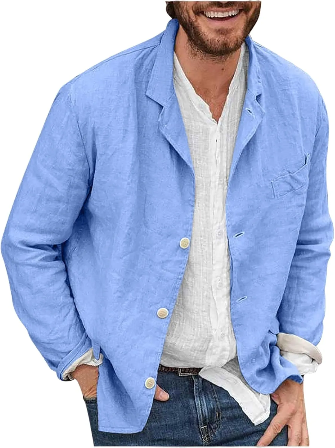 evzosrz Mens Casual Suit Blazer Jackets Slim Fit Lightweight Tailored Blazer Linen Cotton Blazer Jackets Fall Sports Coats