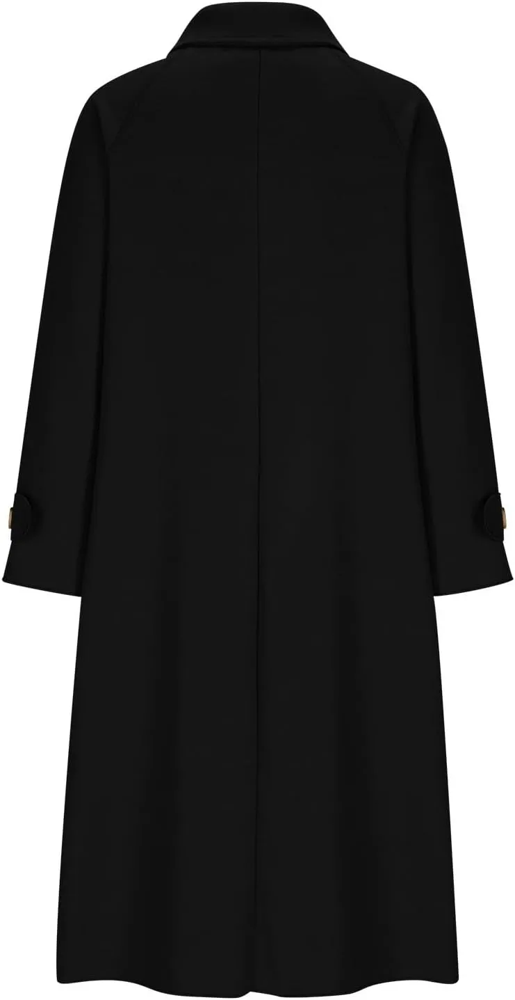 fartey Womens Trench Coat Classic Notch Lapel Winter Wool Coats Open Front Work Business Casual Jackets With Pockets