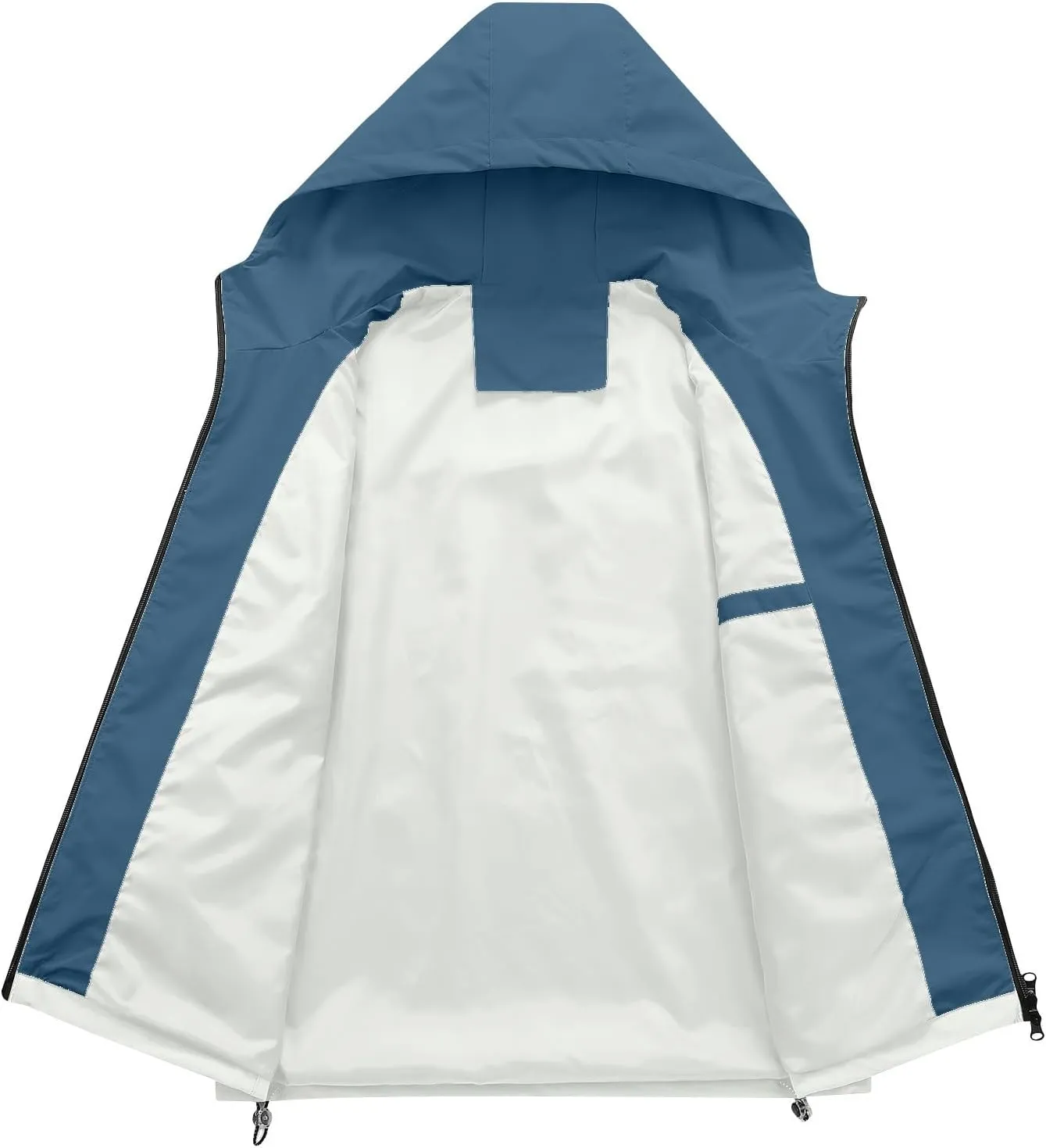 Finelylove Mens Lightweight Rain Jacket Waterproof Outdoor Hooded Raincoat Patchwork Hiking Travel Softshell Windbreaker