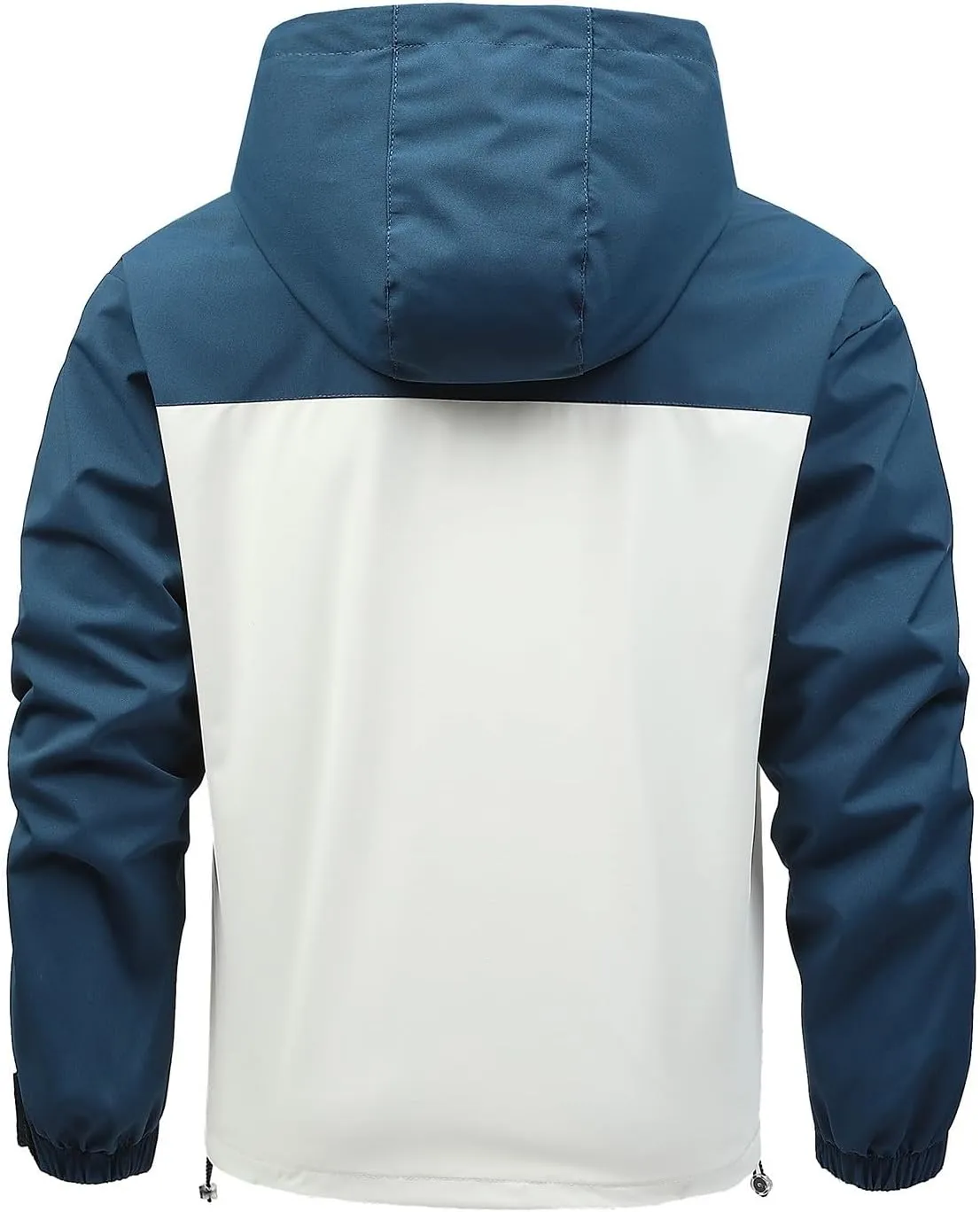 Finelylove Mens Lightweight Rain Jacket Waterproof Outdoor Hooded Raincoat Patchwork Hiking Travel Softshell Windbreaker