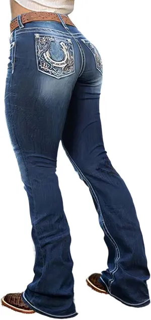 Flamingals Boot Cut Jeans for Women Trendy Tummy Control High Waist Jean Flare Jeans Skinny Denim Pants