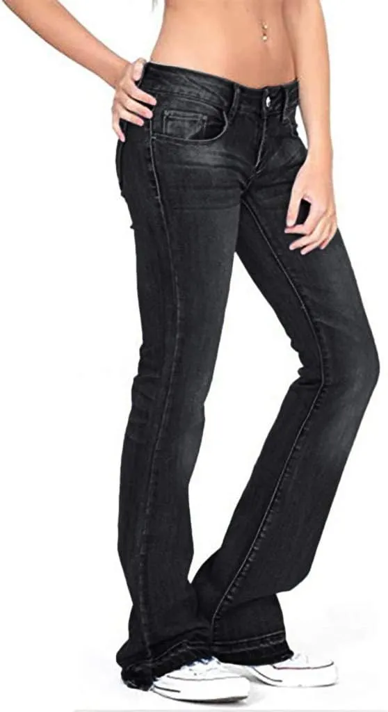 Flare Jeans for Women Button Up Curvy Slim Fit Butt Lifting High Waist Stretch Bell Bottom Jeans Bootcut Denim Pants