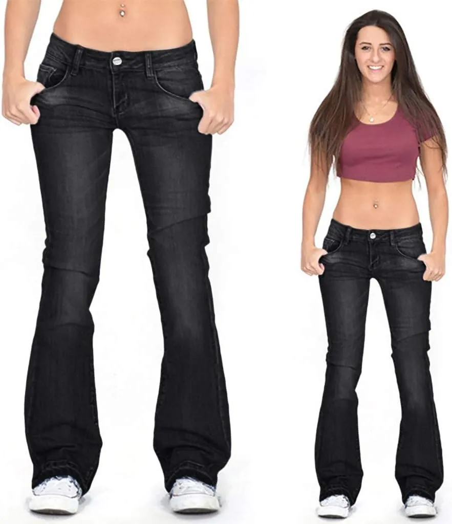 Flare Jeans for Women Button Up Curvy Slim Fit Butt Lifting High Waist Stretch Bell Bottom Jeans Bootcut Denim Pants