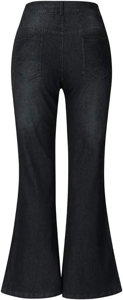 Flare Jeans for Women Button Up Curvy Slim Fit Butt Lifting High Waist Stretch Bell Bottom Jeans Bootcut Denim Pants