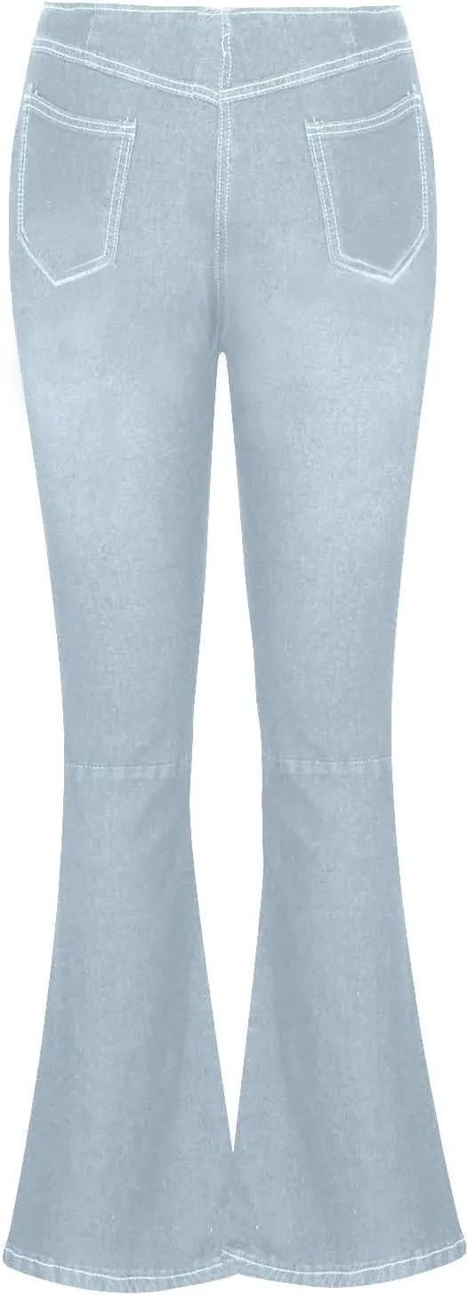 Flare Jeans for Women Ladies Elastic Pull-On Skinny Bootcut Denim Jeggings Tummy Control High Waisted Trendy Jeans