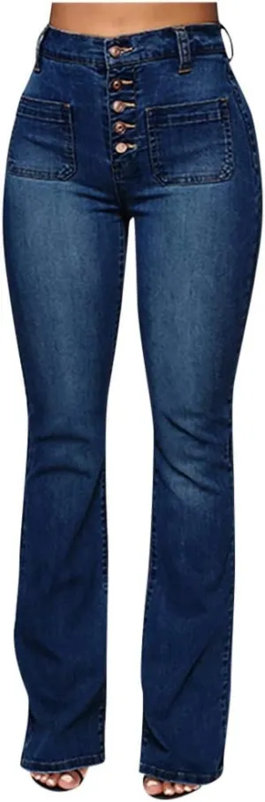 Flare Jeans for Women Plus Size Wide Leg Pant Distressed Washed 70s Fashion Vintage Cowboy Jeans Bootcut Pant