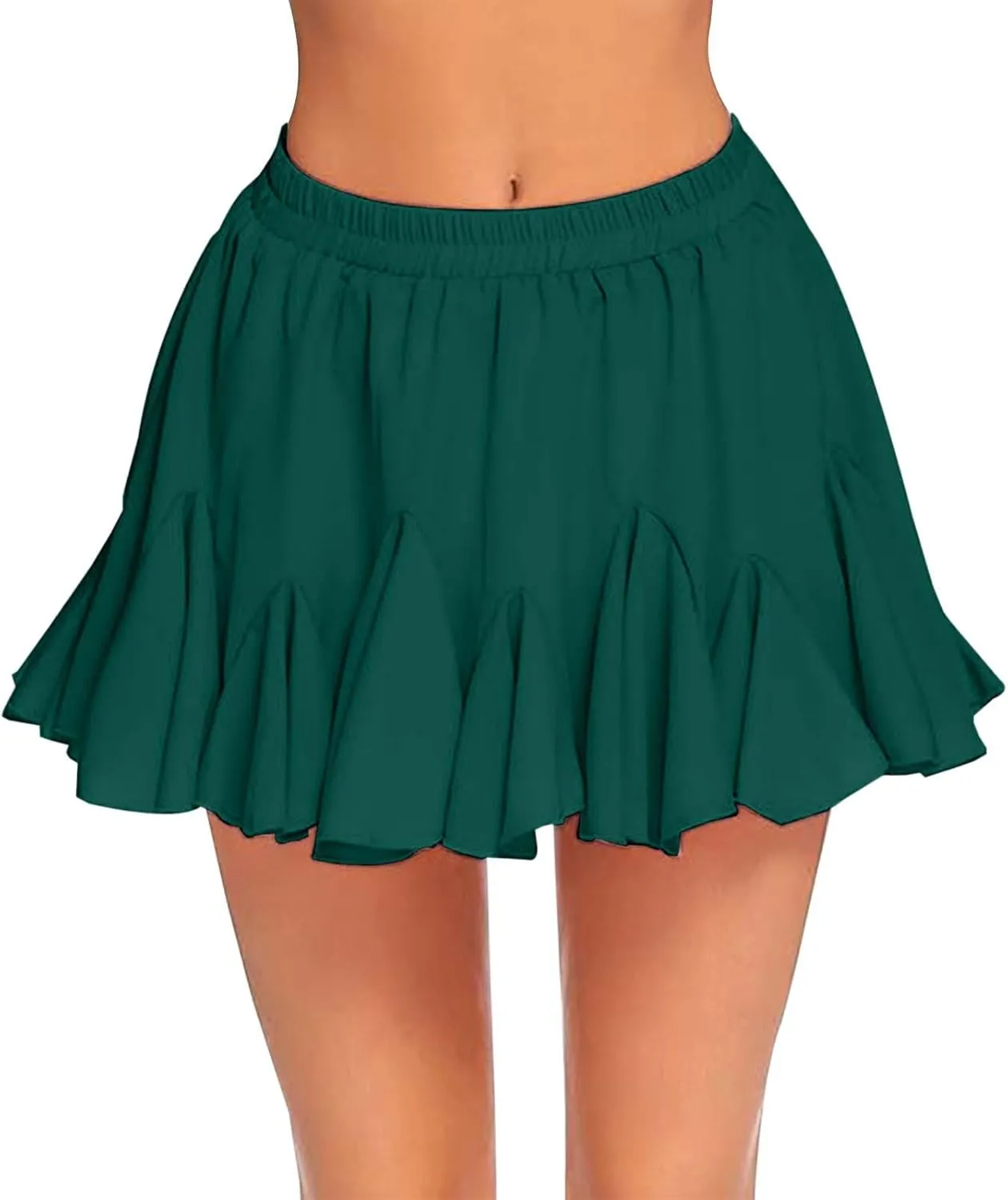 Flowy Shorts for Women Casual Boho Ruffle Tiered Skorts High Waist Mini Skirts Tennis Crochet Shorts
