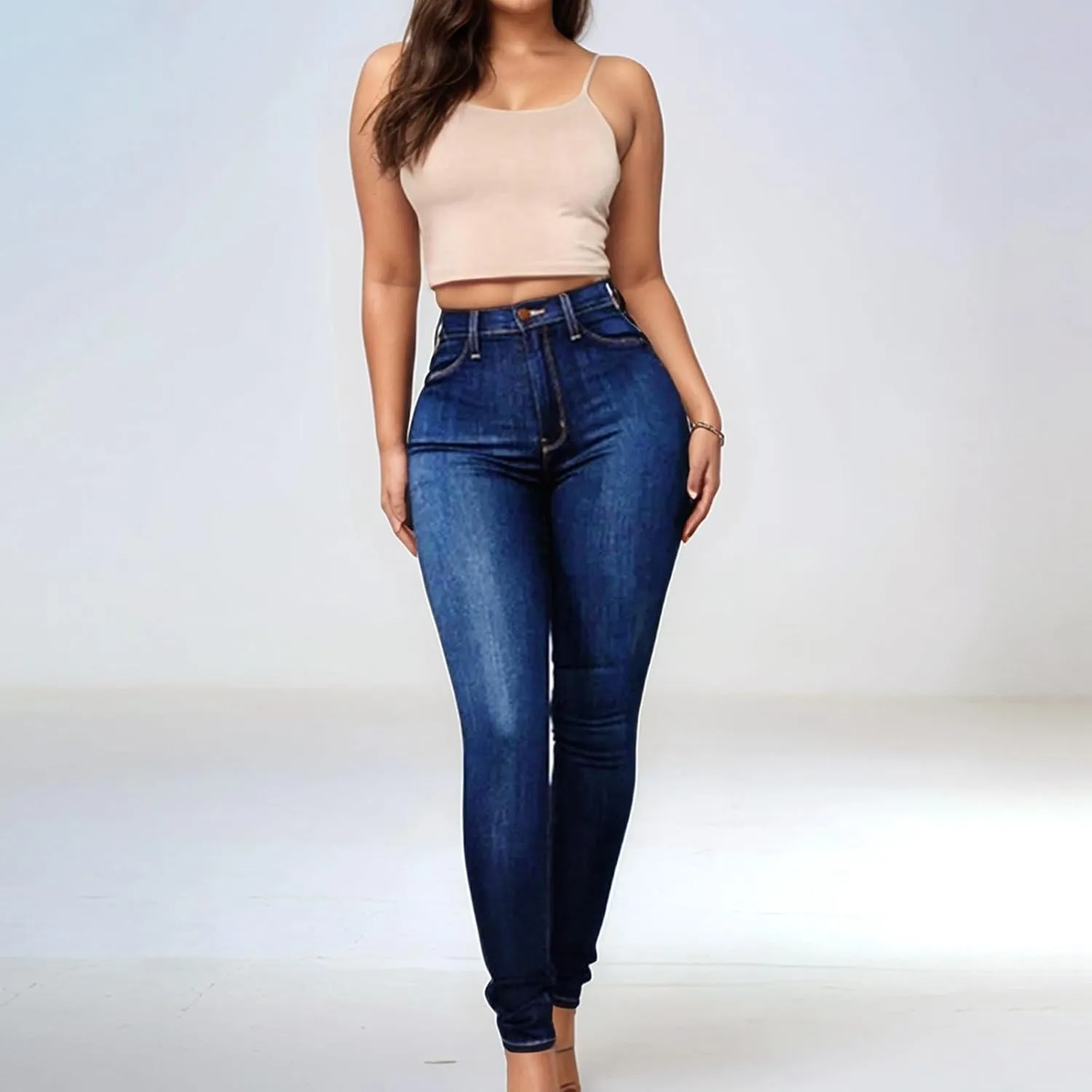 FZVYD Women's High Waist Jeans Slim Fit Casual 2025 Fashion Trousers Denim Pants Hip-Lifting Jeans Skinny Stretchy Leggings