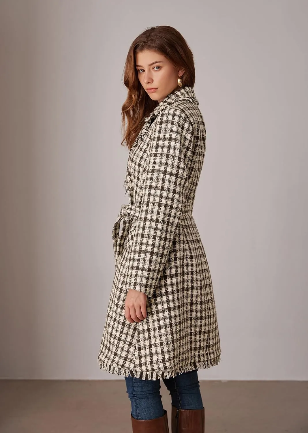 GRACE KARIN Trench Coat for Women 2024 Winter Coat Notch Lapel Double Breasted Thick A Line Pea Coat Jacket with Pockets