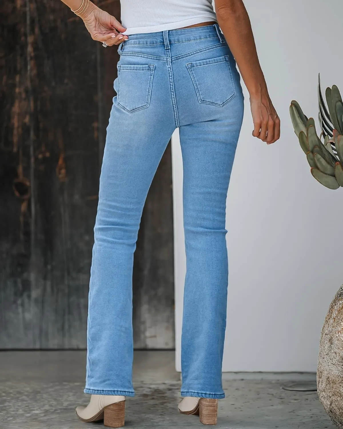 GRAPENT Bootcut Jeans for Women High Waist Stretchy Fleece Lined Pants Flare Jeans Denim Thermal Pants Winter Clothes