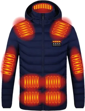 Heated Jackets for Men with Hood Windproof Winter Puffer Jackets Thermal Warm Heated Coat with 19 Heating Zones