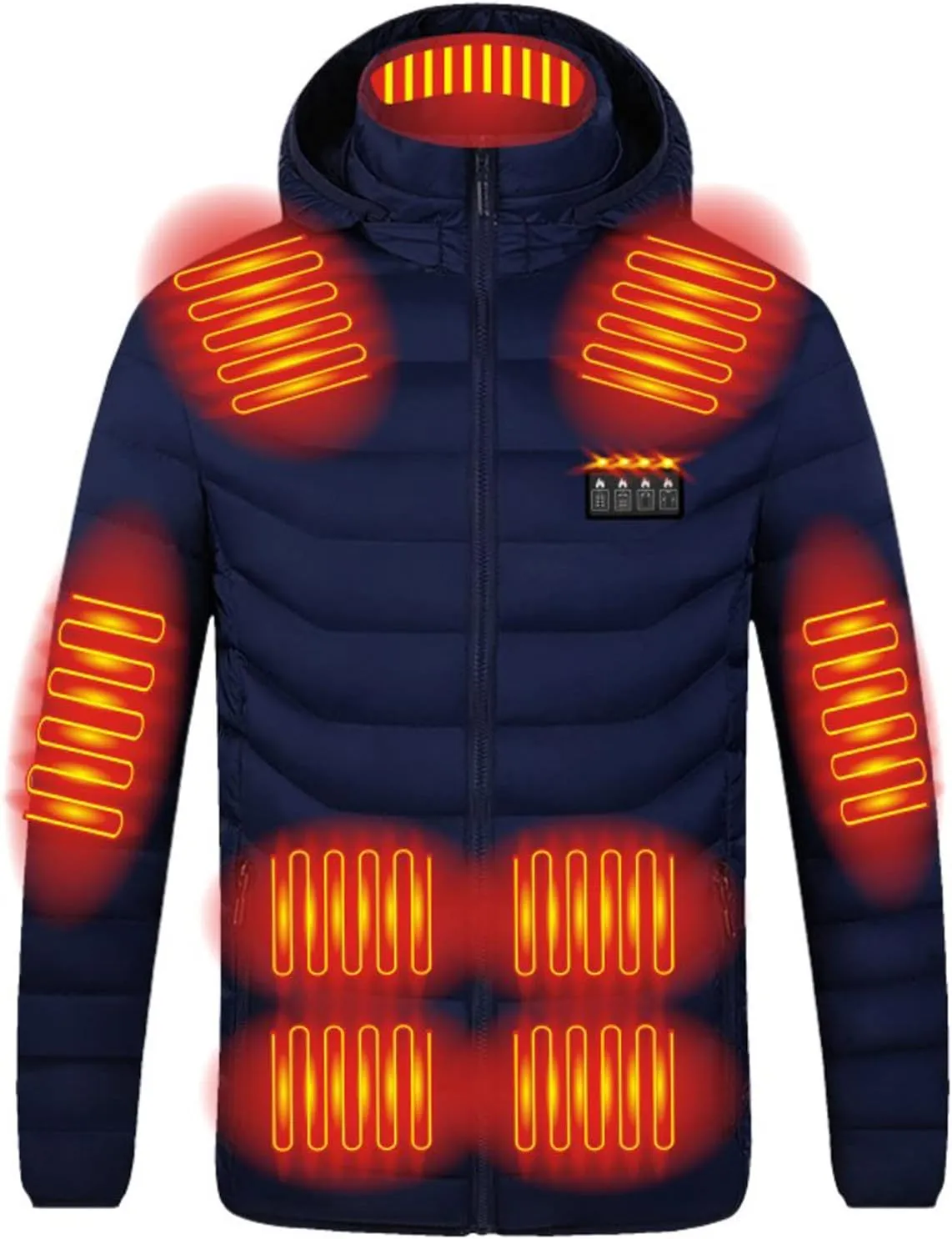Heated Jackets for Men with Hood Windproof Winter Puffer Jackets Thermal Warm Heated Coat with 19 Heating Zones