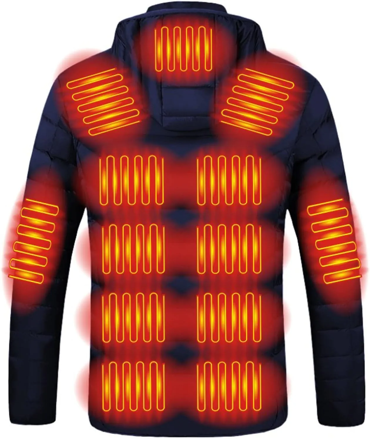 Heated Jackets for Men with Hood Windproof Winter Puffer Jackets Thermal Warm Heated Coat with 19 Heating Zones