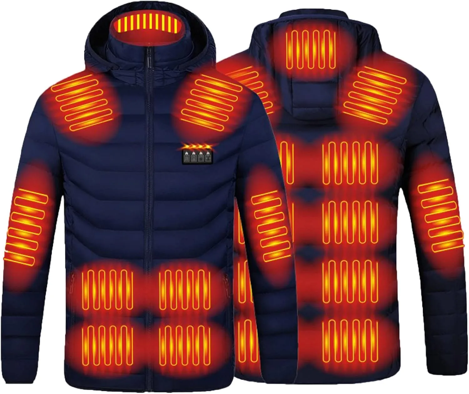 Heated Jackets for Men with Hood Windproof Winter Puffer Jackets Thermal Warm Heated Coat with 19 Heating Zones