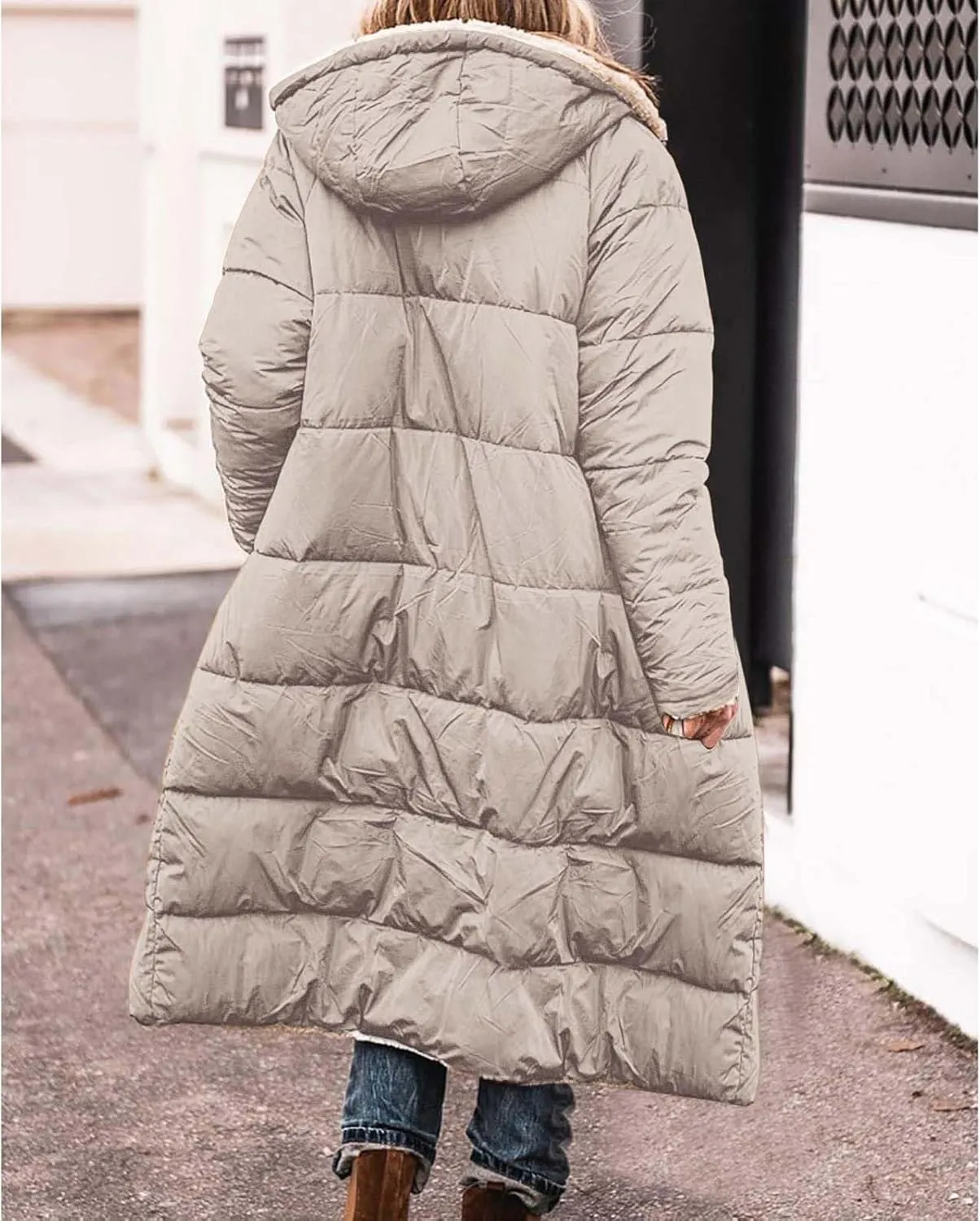 Heavyweight Outerwear Coat for Women Long Sleeve Outwear Full Zipper Solid Coat Winter Puffer Jacket Coats with