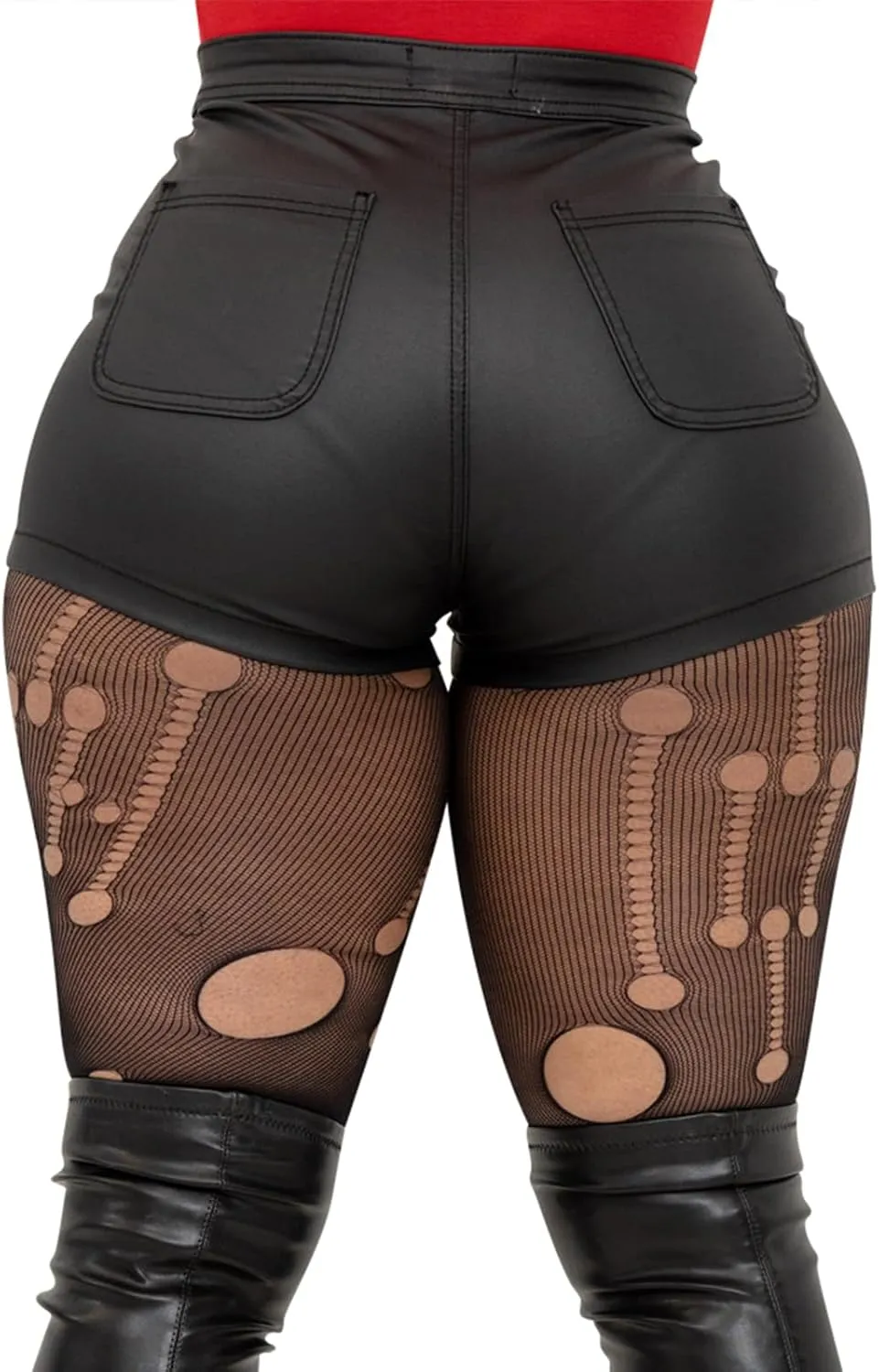hibshaby Faux Leather Shorts for Women Sexy High Waist Black Pu Leather Shorts