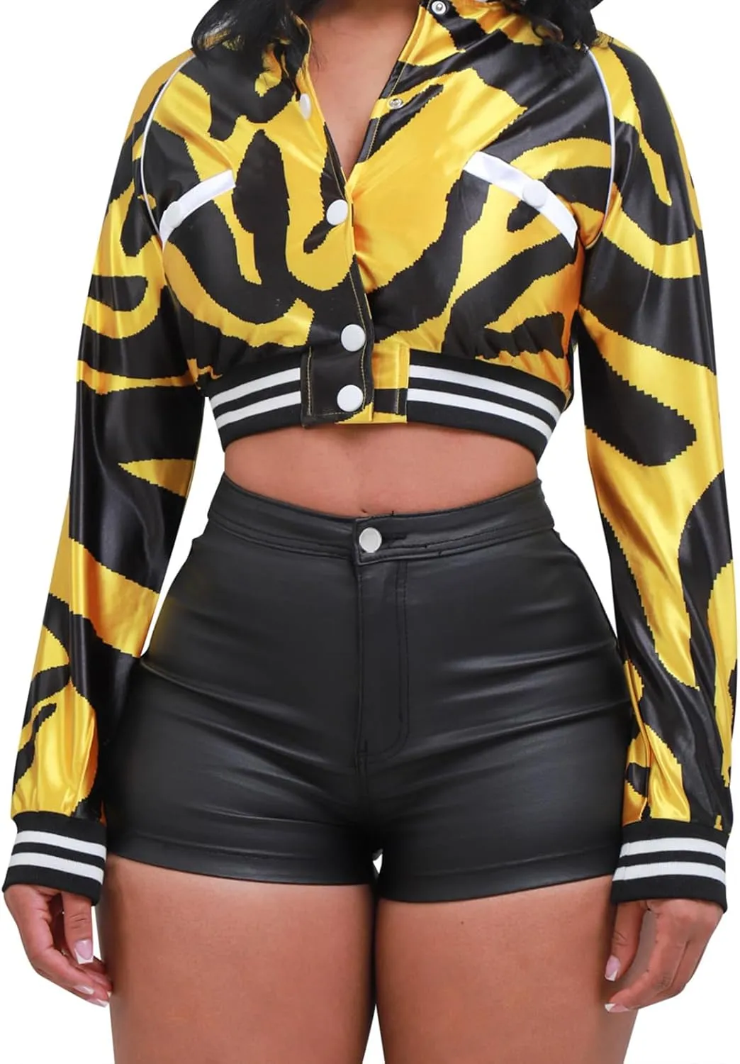 hibshaby Faux Leather Shorts for Women Sexy High Waist Black Pu Leather Shorts