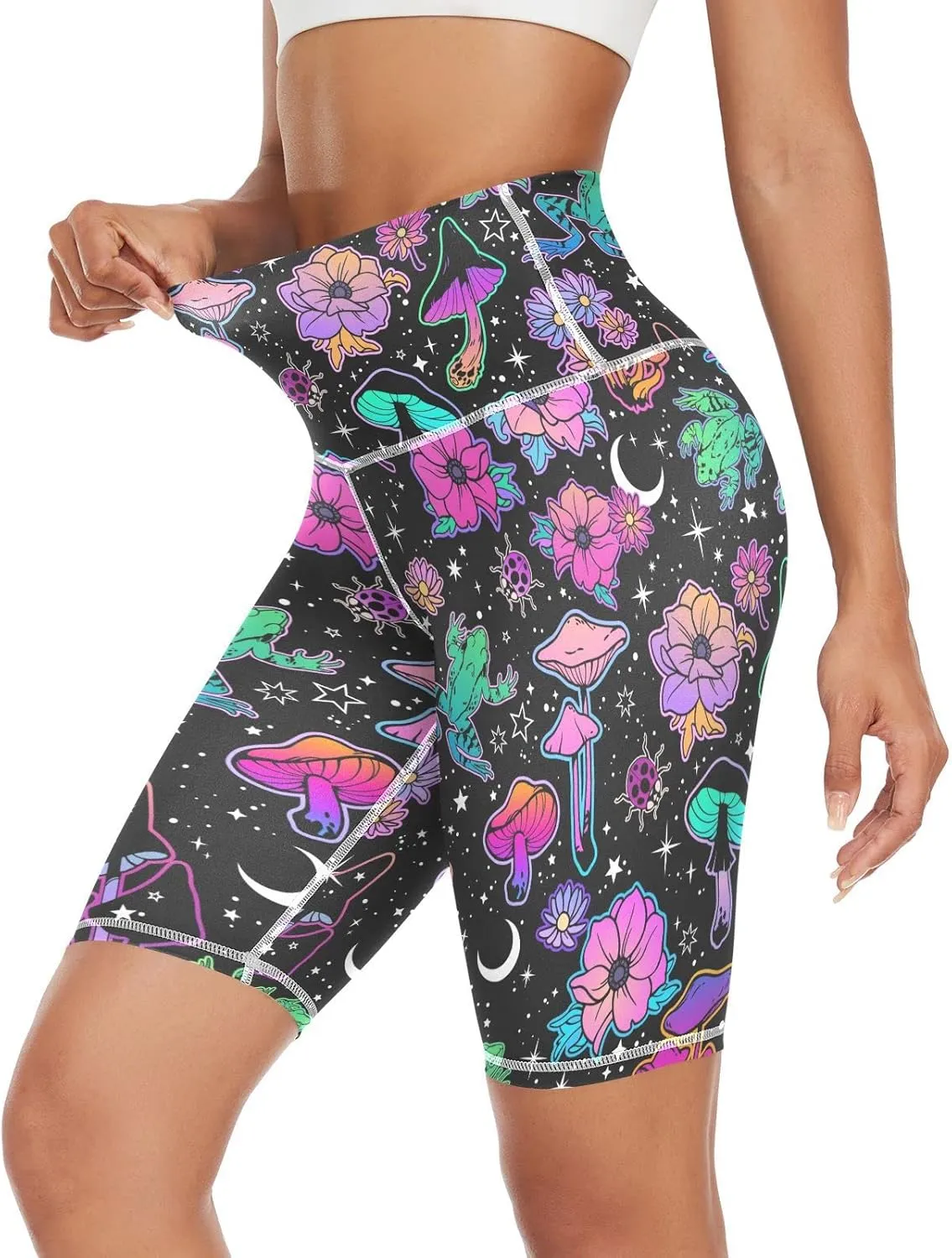 High Waist Yoga Shorts for Women Athletic Shorts Leggings with Hidden Pockets