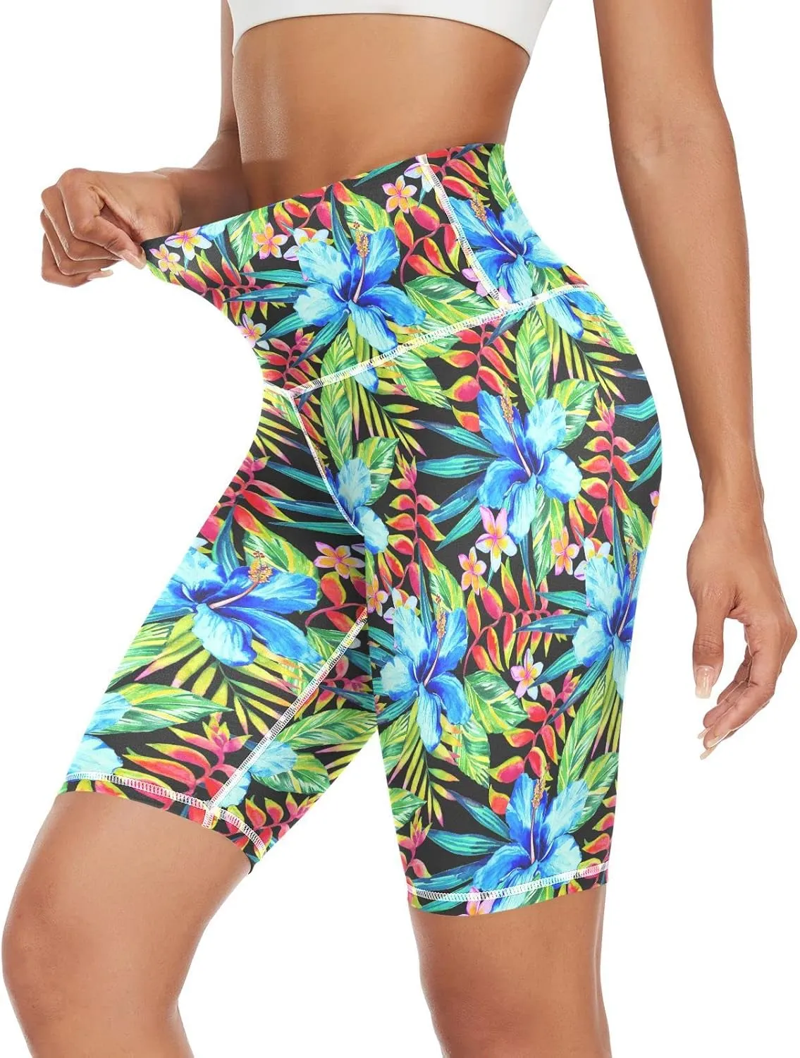 High Waist Yoga Shorts for Women Athletic Shorts Leggings with Hidden Pockets