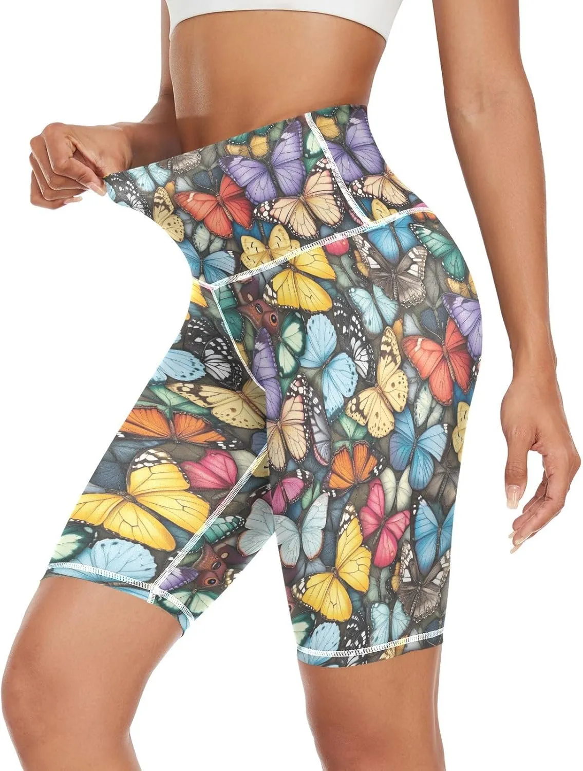 High Waist Yoga Shorts for Women Athletic Shorts Leggings with Hidden Pockets