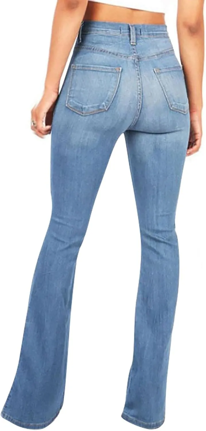 High Waisted Bootcut Jeans for Women 2025 Trendy Stretch Slim Fit Bell Bottom Flare Jeans Denim Pants Trousers