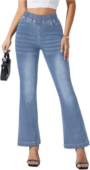 High Waisted Bootcut Midi Jeans for Women 2025 Trendy Stretch Slim Fit Bell Bottom Flare Jeans Denim Pants