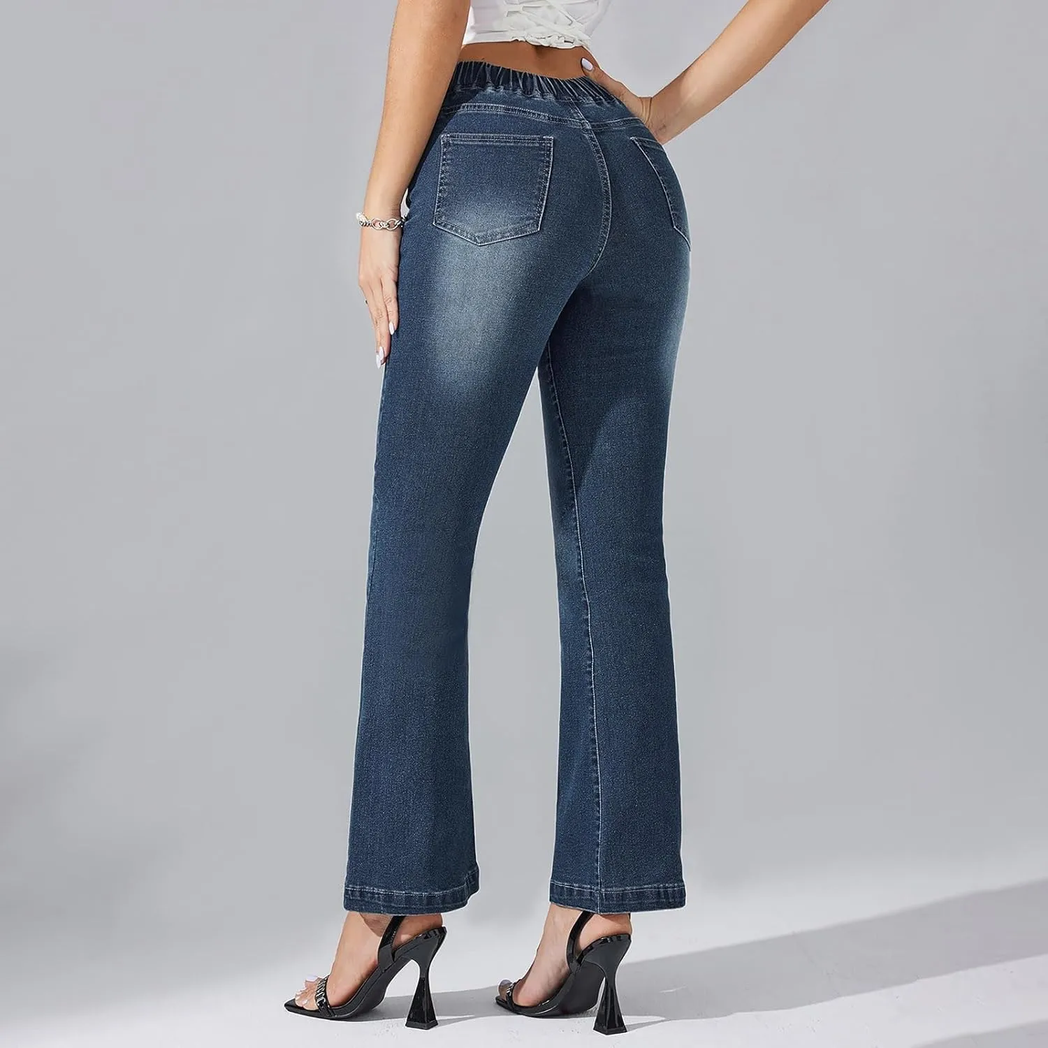 High Waisted Bootcut Midi Jeans for Women 2025 Trendy Stretch Slim Fit Bell Bottom Flare Jeans Denim Pants
