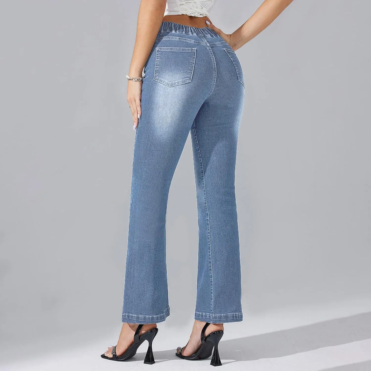 High Waisted Bootcut Midi Jeans for Women 2025 Trendy Stretch Slim Fit Bell Bottom Flare Jeans Denim Pants
