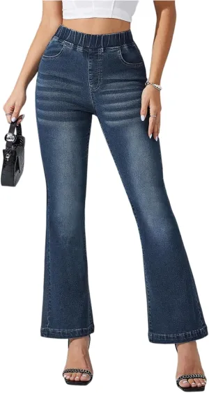 High Waisted Bootcut Midi Jeans for Women 2025 Trendy Stretch Slim Fit Bell Bottom Flare Jeans Denim Pants